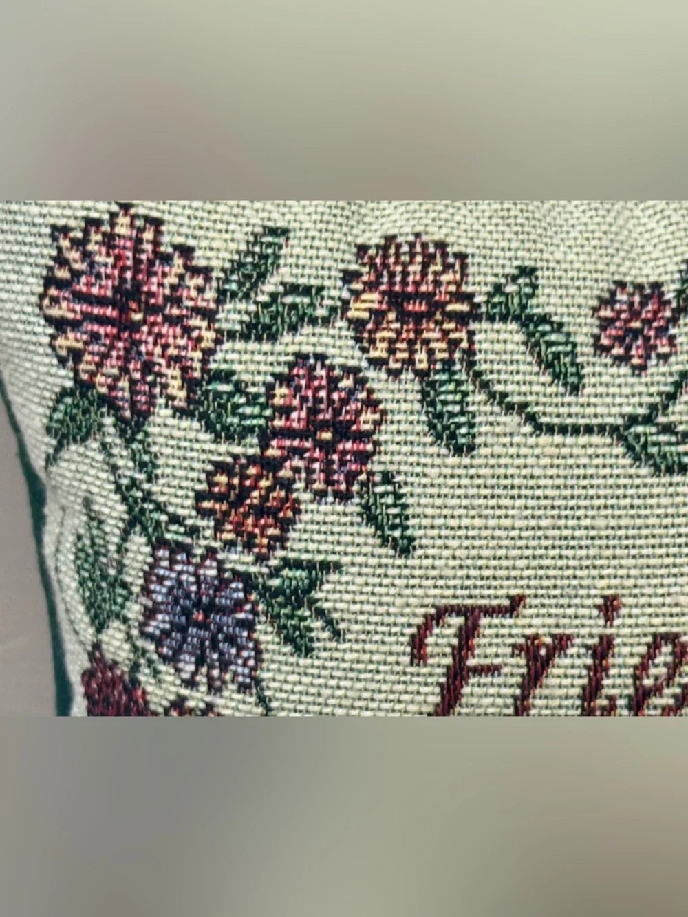 Vintage pillow tapestry cushion Friends are Family One Finds Along The Way Flora